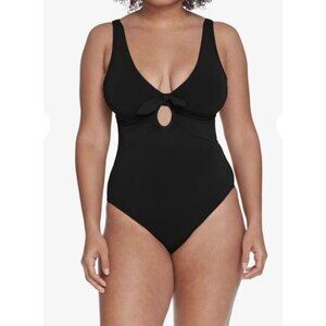 Robin Piccone Sz 14 Swimsuit Ava Knot One piece Black New。